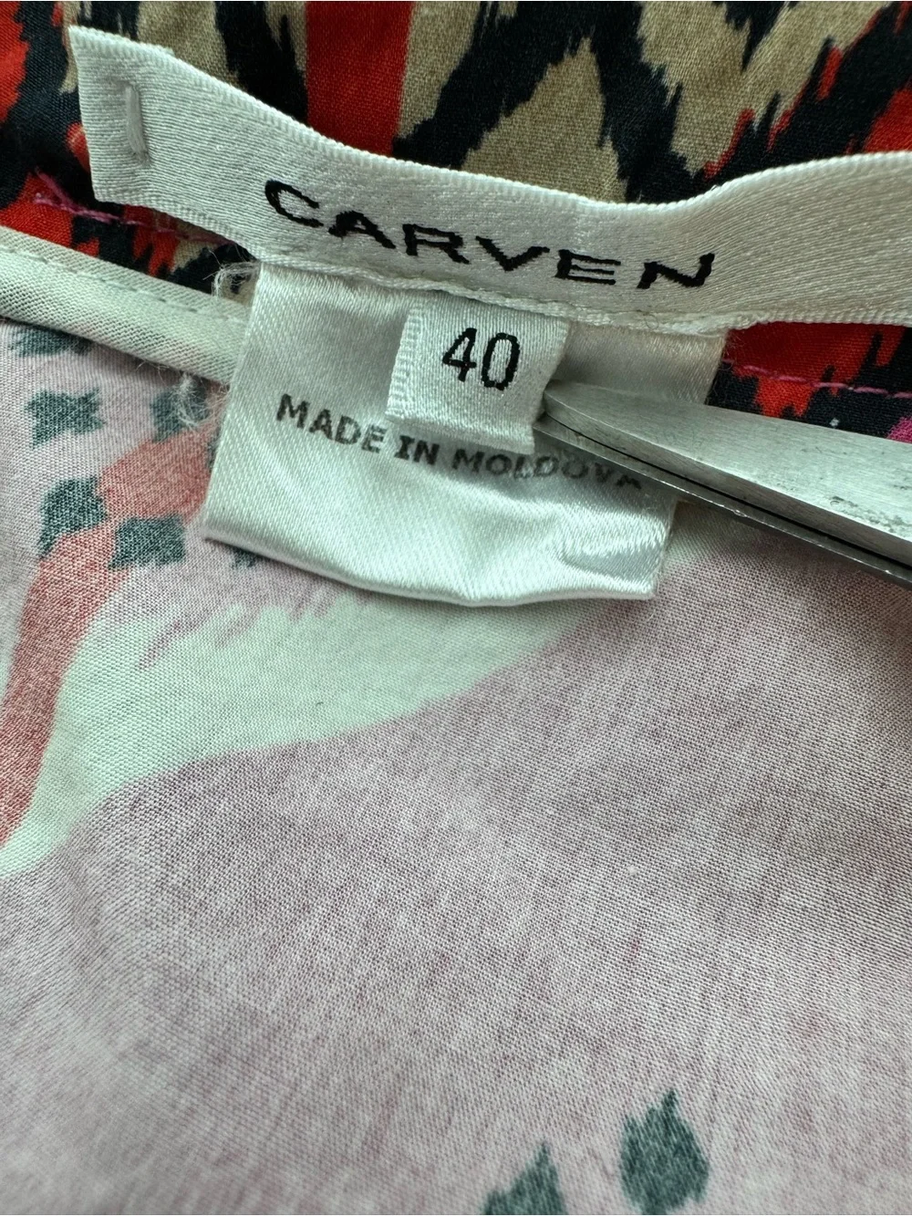 Carven Paris Abstract Print Fit & Flare Skirt Pink Multicolor Cotton Size 40 Eu